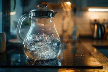 Wall Mural - A still life image of a pitcher filled with water sitting on top of a stove