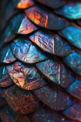 Poster - A detailed look at the scales of a dragon, suitable for use in fantasy or mythical contexts