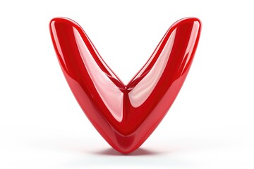 Poster - A red V-shaped object sits alone on a white surface, great for use in design and graphic needs