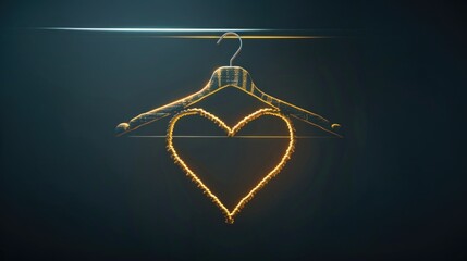 Poster - A clothes hanger with a heart-shaped ornament attached, suitable for romantic or valentine's day themes