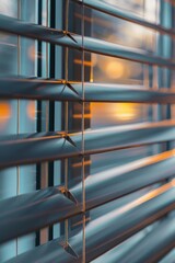 Poster - A detailed shot of a window with blinds, often used in interior design and decoration contexts