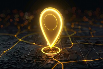 Poster - A map showing a location with a glowing pin, useful for navigation or highlighting a specific spot