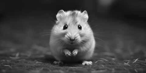 Aufkleber - A close-up photograph of a hamster's face, captured in black and white