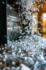 Poster - A machine shredding papers, useful for secure document disposal