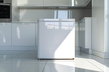 Aufkleber - A white refrigerator sits in a kitchen next to white cabinets, providing ample storage and cooking space