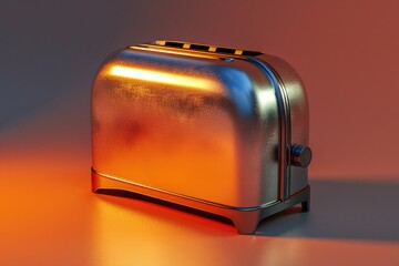 Poster - A close-up image of a metallic toaster sitting on a table
