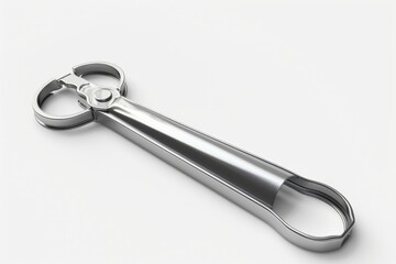 Poster - A close-up shot of a metal object placed on a white surface, suitable for use in product photography or illustration