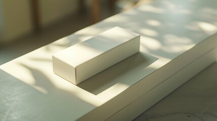 Poster - A simple white box sitting on a table with a plain background