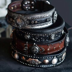 Poster - A collection of leather bracelets displayed on a table