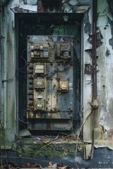 Poster - Abandoned electrical panel in a rundown building