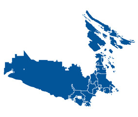 Poster - Outline blue map of Victoria city