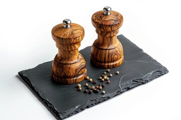 Poster - A pair of pepper grinds sit atop a slate board, ready for use in cooking or as a decorative accent