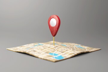 Fototapete - A map showing a location marked with a red pin, suitable for use in travel or navigation contexts