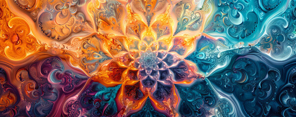 Wall Mural - A mesmerizing kaleidoscope pattern, its swirling colors and patterns creating a hypnotic effect.