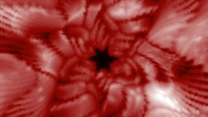 Poster - Red corridor in the form of a flower. Motion. An interesting shape of a rotating corridor made in animation.