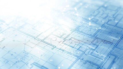 Detailed medical blueprints on a clean background, with space for text, perfect for medical engineering and hospital planning