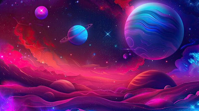 background illustration fantasy space neon for phone
