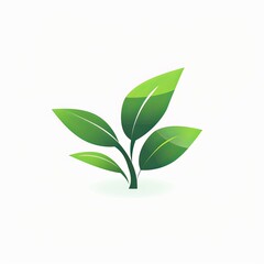 Poster - A simple logo design featuring three green leaves on a white background. Generative AI