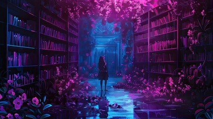 Wall Mural - background illustration neon book cover