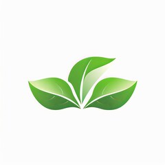 Poster - A simple logo design featuring three green leaves on a white background. Generative AI