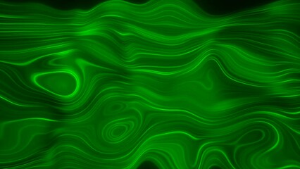Poster - Liquid green substance with light flares. Motion. Flowing green surface with ripples.