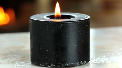 Sticker -    a close-up candle on a table with a focused light source above it