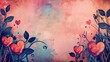 © Matthew - This is an artistic representation of heart-shaped flowers against a textured, warmly colored abstract background, with visible brush strokes