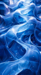 Poster - Curvy Blue Abstract 3D Render, Modern Digital Background, Twisting Glossy Surfaces, Futuristic Design for Graphic Resources, Fluid and Organic Shapes