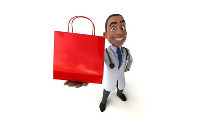 Wall Mural - Fun 3D cartoon black doctor