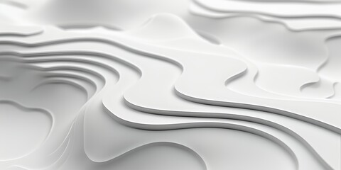 Poster - The image is a white and grey landscape with a lot of curves and lines. Scene is calm and serene, with the white color giving it a sense of purity and simplicity