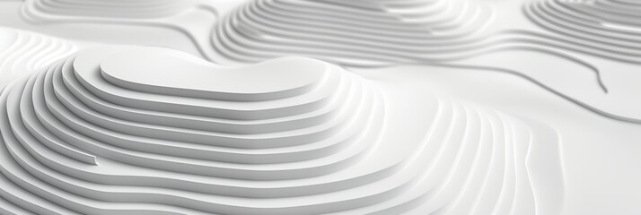 Poster - The image is a white and grey landscape with a lot of curves and lines. Scene is calm and serene, with the white color giving it a sense of purity and simplicity