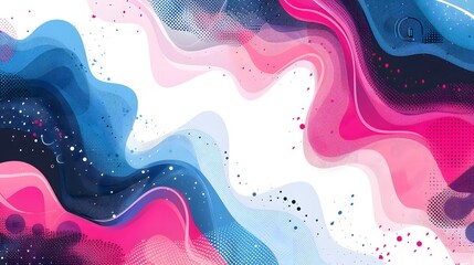 Wall Mural - Abstract composition with wavy shapes in blue, pink, and white colors on a white background. Digital artwork with copy space. Modern and design concept. Design for poster, wallpaper, print, banner.
