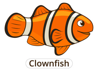 Wall Mural - Clownfish sea fish cartoon colorful PNG illustration for children