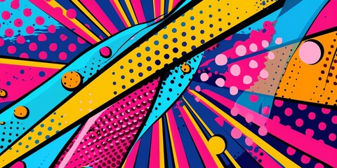 Poster - a painting of a colorful abstract design with dots and lines on it's surface
