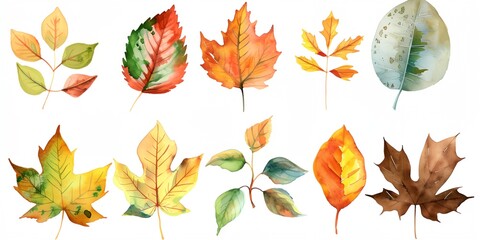 a bunch of leaves that are on a white background