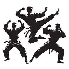 Wall Mural - Set of Martial Arts Silhouette Vector Design