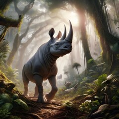 Poster - rhino in the jungle