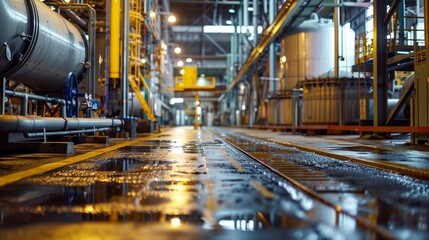 Wall Mural - a large industrial building with a lot of pipes