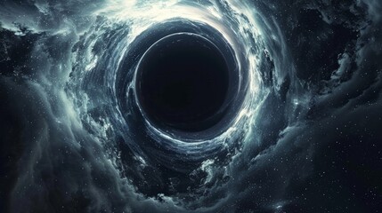 Wall Mural - 3d illustration showing a black hole absorbing light in deep space