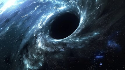 Wall Mural - 3d illustration showing a black hole absorbing light in deep space