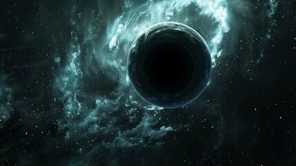 Wall Mural - 3d illustration showing a black hole absorbing light in deep space