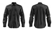 © Khalida - 3D realistic vector illustration of a mens classic black shirt with long sleeves and chest pockets displayed in front side and back views Isolated on white