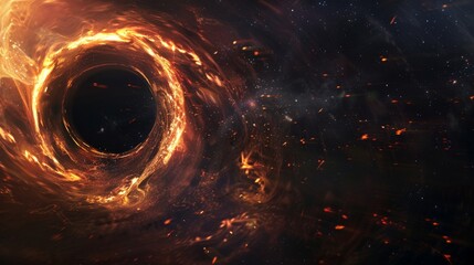 Wall Mural - 3d illustration showing a black hole absorbing light in deep space