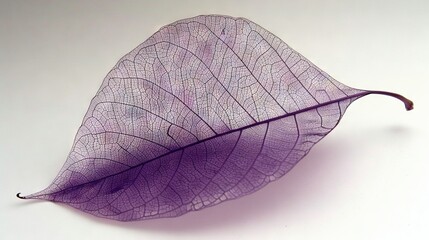 Canvas Print -   A focused shot of a purple foliage against a blank canvas with just one leaf positioned to the right, displaying its unique texture and hue