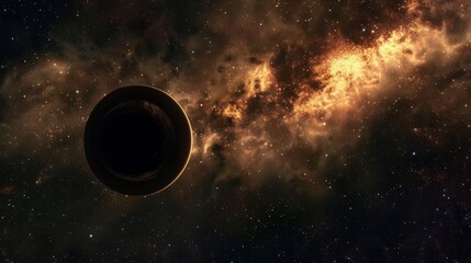 Wall Mural - black hole against a star field in outer space