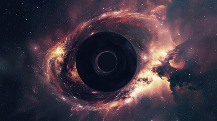 Wall Mural - black hole against a star field in outer space
