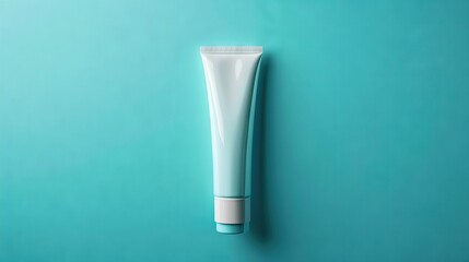 Canvas Print -   A tube of toothpaste rests on a blue surface alongside another tube of toothpaste on the same surface