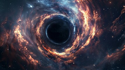 Wall Mural - space background featuring an abstract wormhole with gas dust galaxies stars and a black hole includ