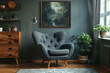 © Vertigo Images - Cozy Dark Living Room with Armchair