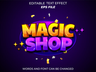 Fototapete - magic shop text effect, font editable, typography, 3d text. vector template
